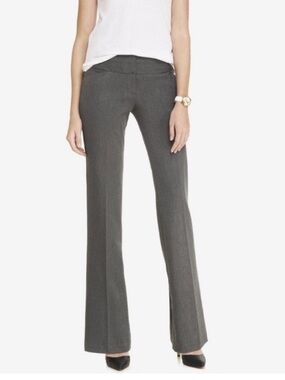 Express Editor Crepe Mid-Rise Bootcut Trouser Pant Career Minimalist Grey 6